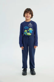 Pantalón Buzo Niño Pitillo Azul Oscuro