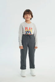Pantalón Buzo Niño Pitillo Gris