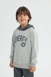 Polerón Niño Regular Gris Melange Claro