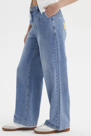 Jeans Mujer Wide Leg Chino Azul