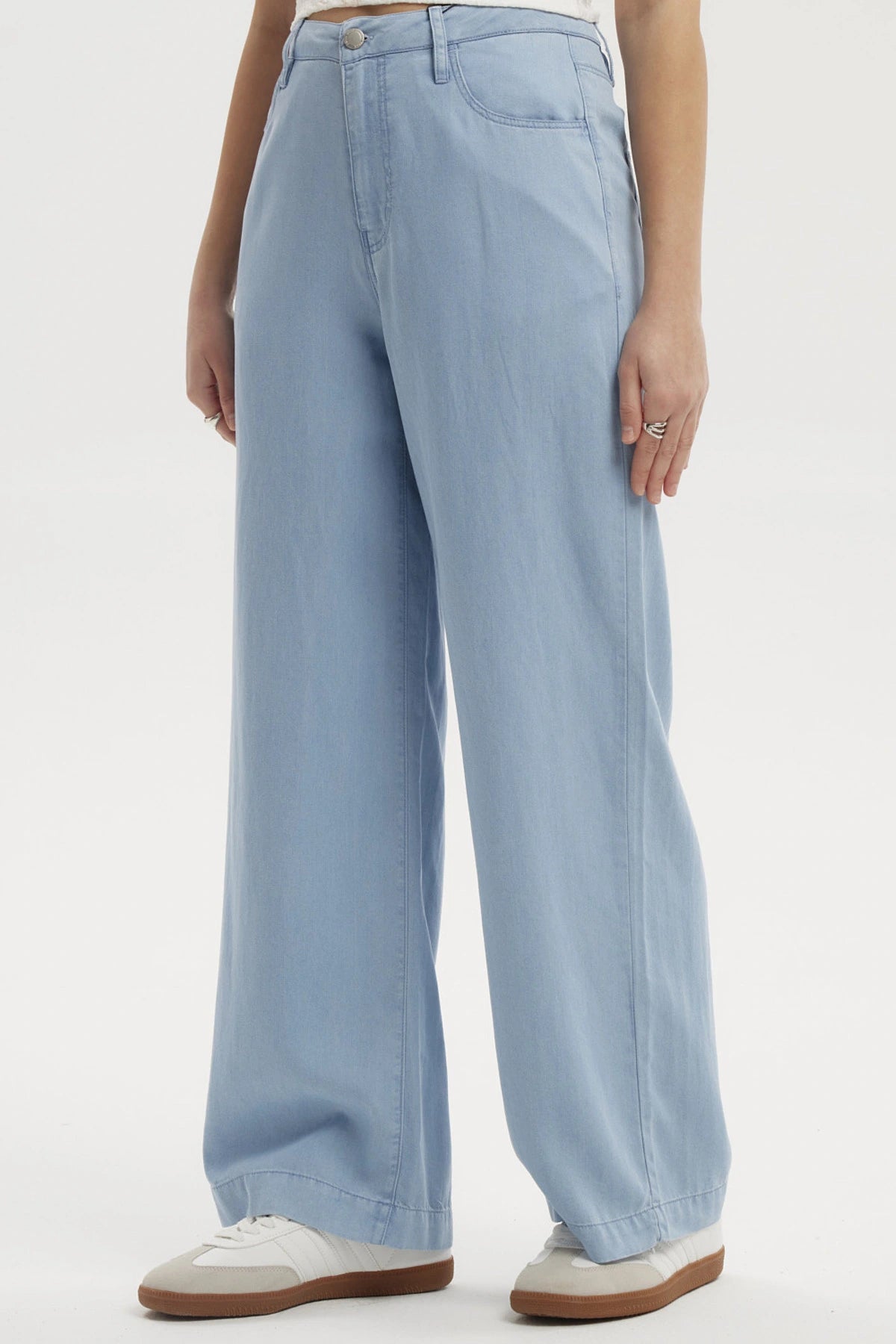 Jeans Mujer Wide Leg Pinza Azul Claro