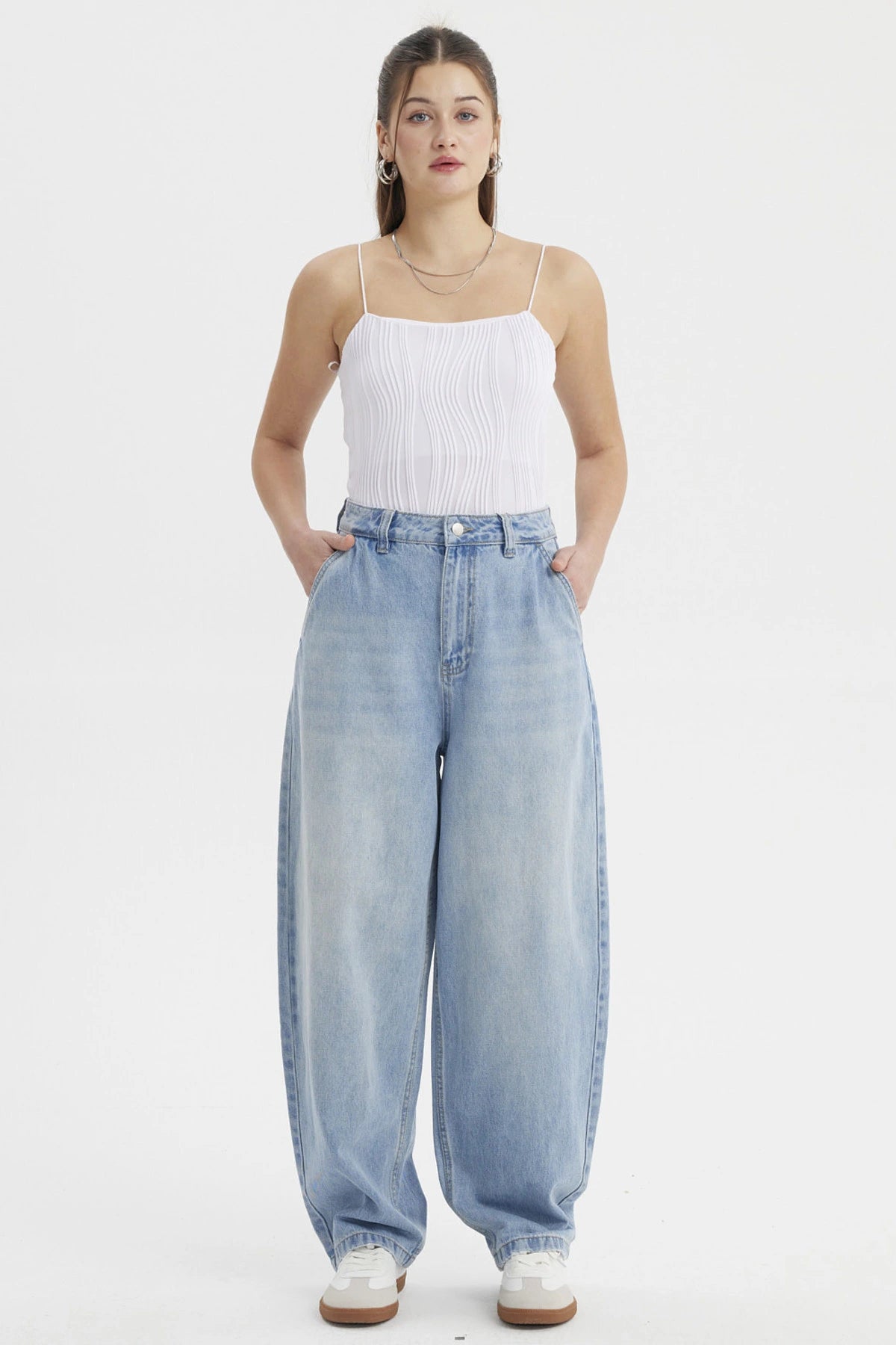 Jeans Mujer Baggy Chino Azul Claro