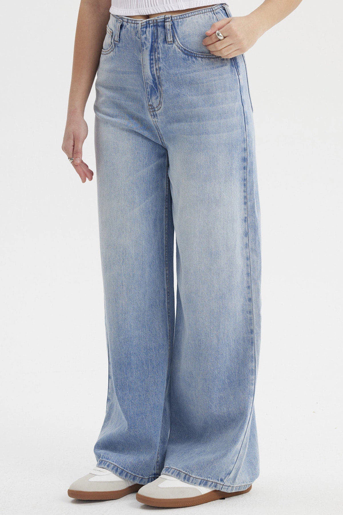 Jeans Mujer Wide Leg Azul Claro