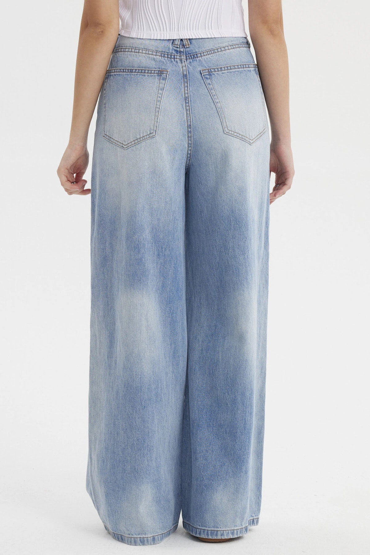 Jeans Mujer Wide Leg Azul Claro