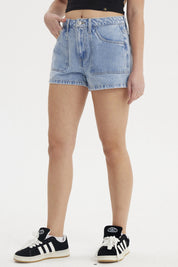 Short Mujer Mom Gravillado Azul