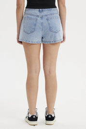 Short Mujer Mom Gravillado Azul