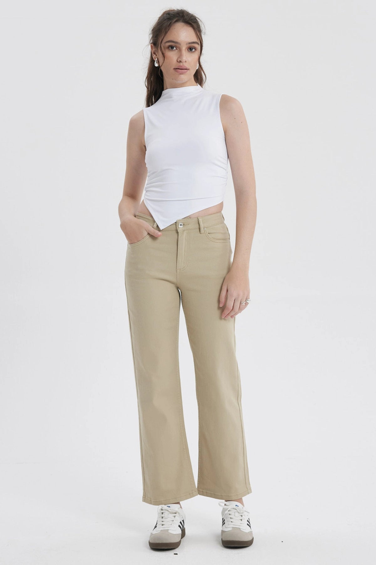 Jeans Mujer Calce Recto Kaki