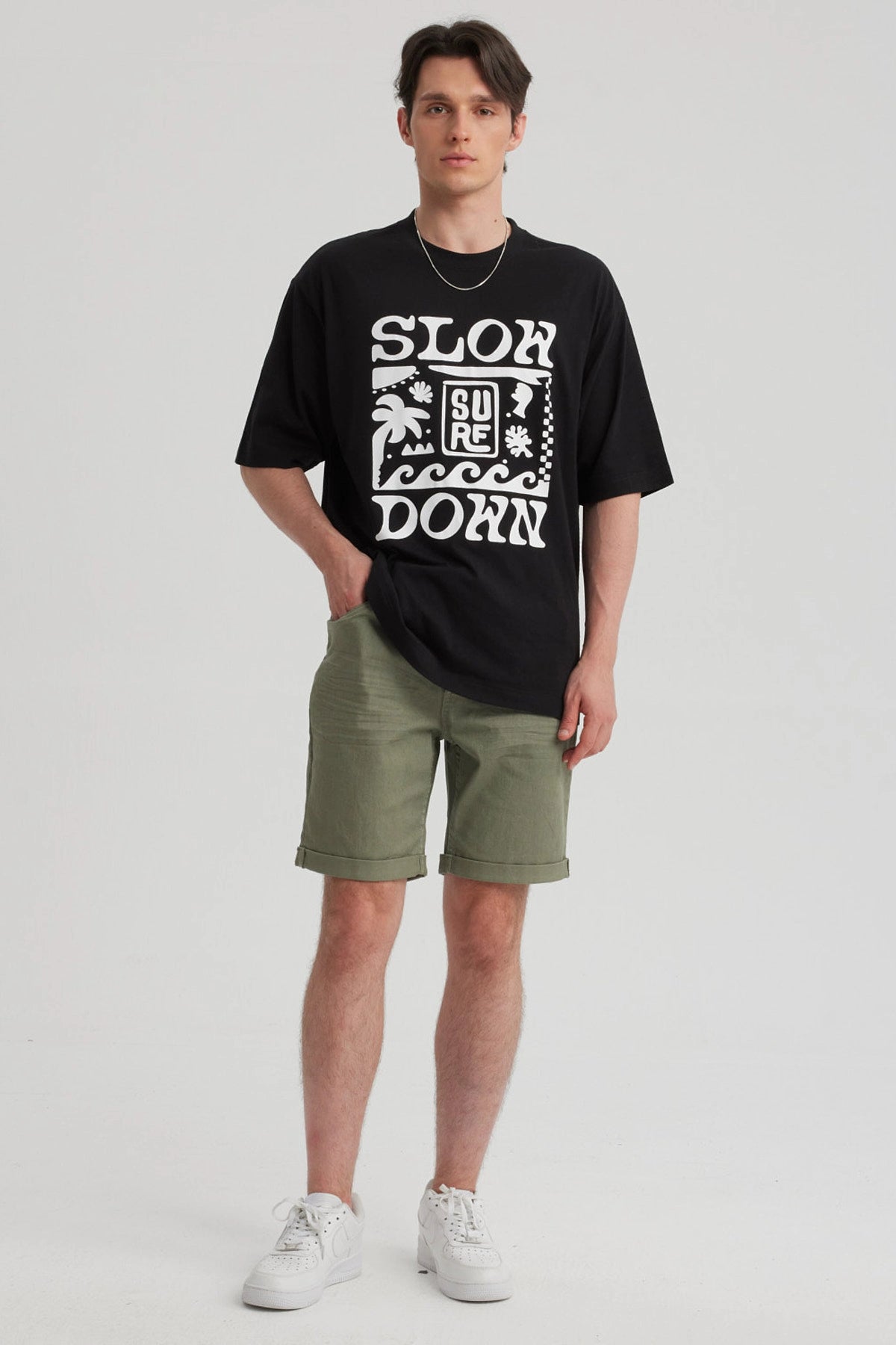 Bermuda Hombre Color Moda Verde Militar