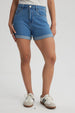 Short Mujer Mom Tiro Alto Azul
