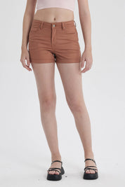 Short Mujer Color Roll Up Tiro Alto Blanco