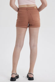 Short Mujer Color Roll Up Tiro Alto Blanco