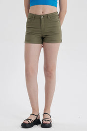Short Mujer Color Roll Up Tiro Alto Verde