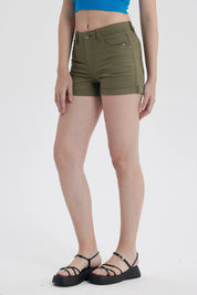 Short Mujer Color Roll Up Tiro Alto Verde