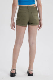Short Mujer Color Roll Up Tiro Alto Verde