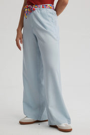 Jeans Mujer Pallazzo Pañuelo Azul Claro