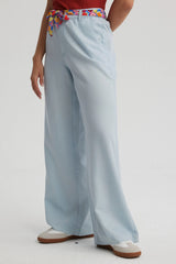 Jeans Pallazzo Pañuelo Mujer Azul Claro