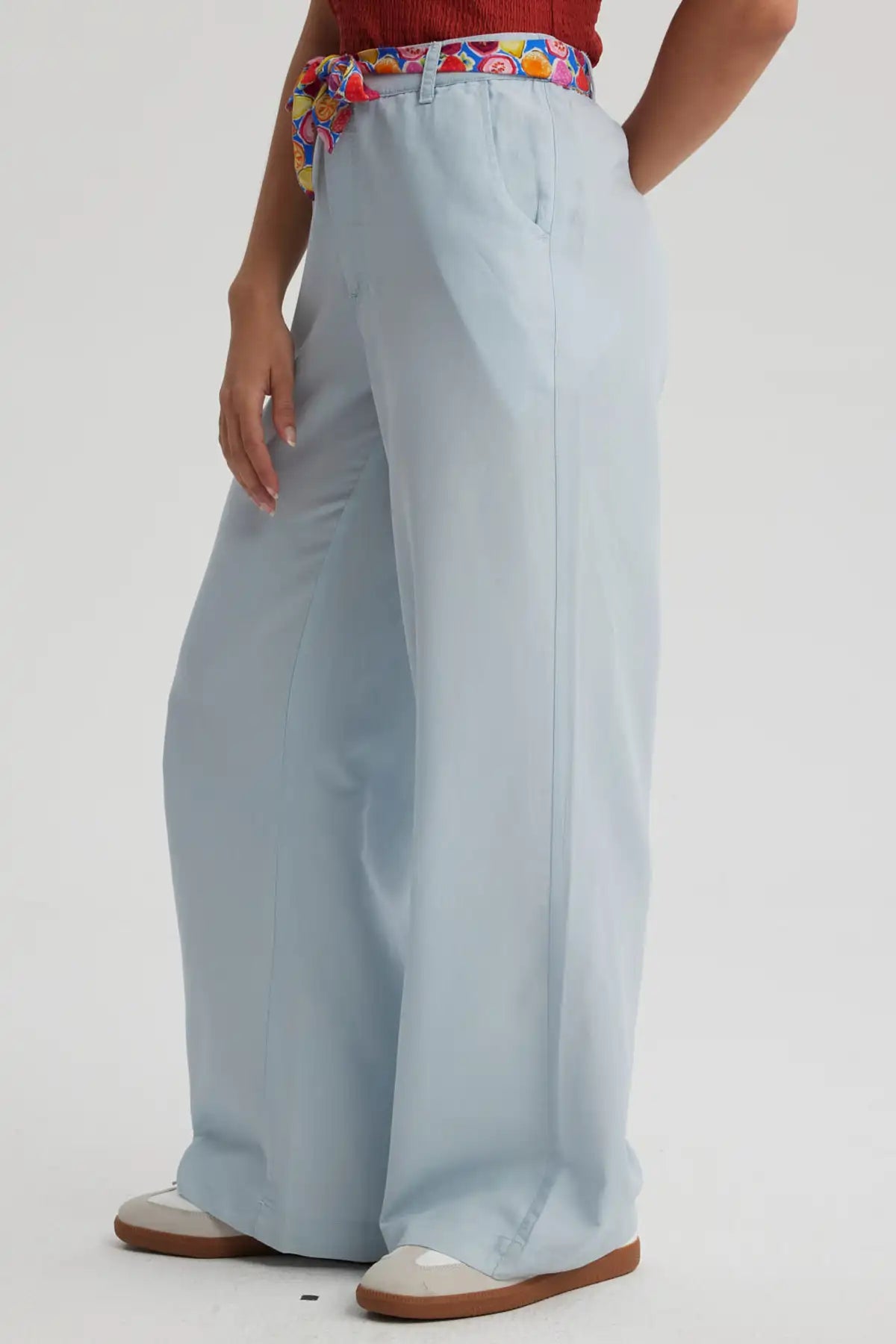 Jeans Mujer Pallazzo Pañuelo Azul Claro