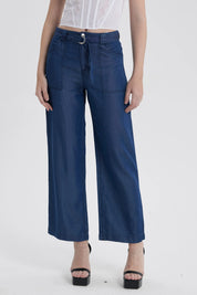 Jeans Mujer Calce Recto Ligero Azul Oscuro