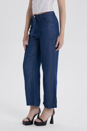 Jeans Mujer Calce Recto Ligero Azul Oscuro