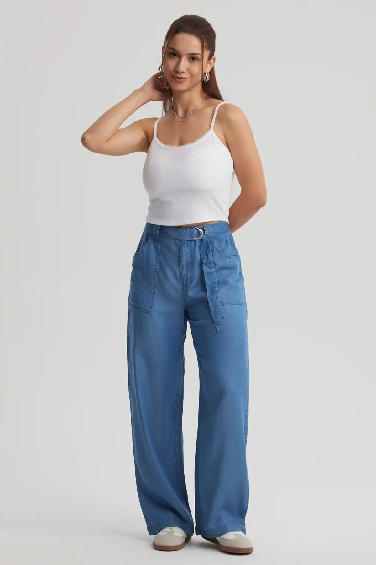 Jeans Mujer Calce Recto Ligero Azul