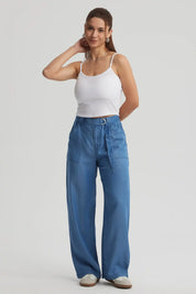 Jeans Mujer Calce Recto Ligero Azul