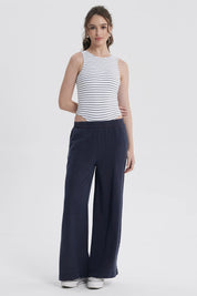 Jeans Mujer Palazzo Azul Oscuro