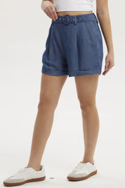 Short Mujer Ligero Cinturón Azul Oscuro