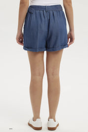 Short Mujer Ligero Cinturón Azul Oscuro