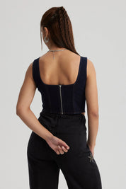Peto Mujer Corset Hilos Azul Oscuro