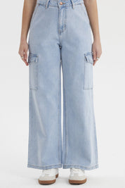 Jeans Mujer Wide Leg Gravilla Azul Claro
