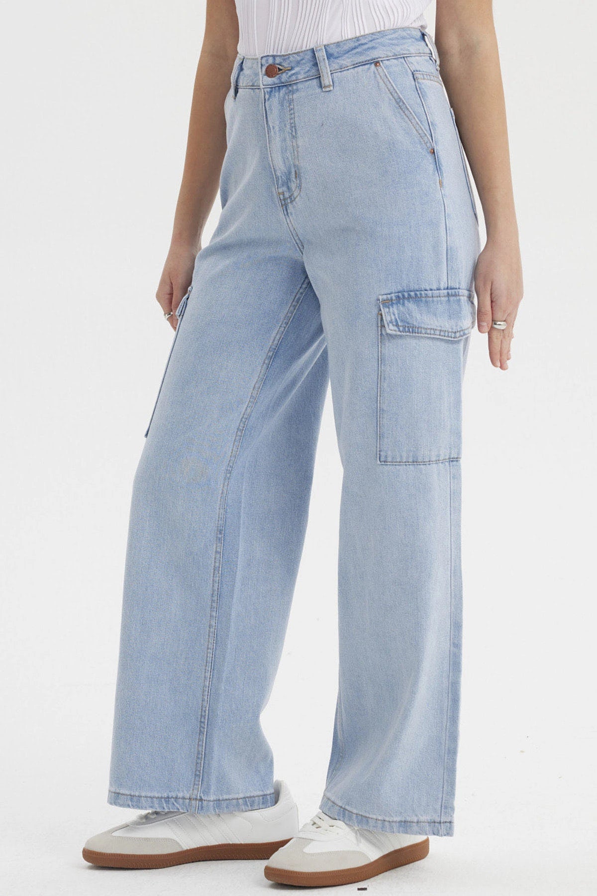 Jeans Mujer Wide Leg Gravilla Azul Claro