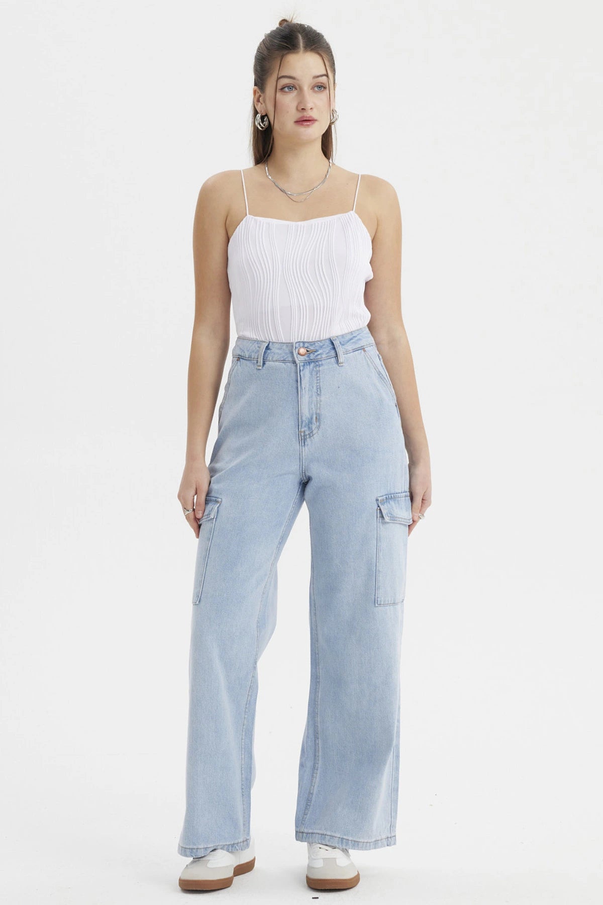 Jeans Mujer Wide Leg Gravilla Azul Claro