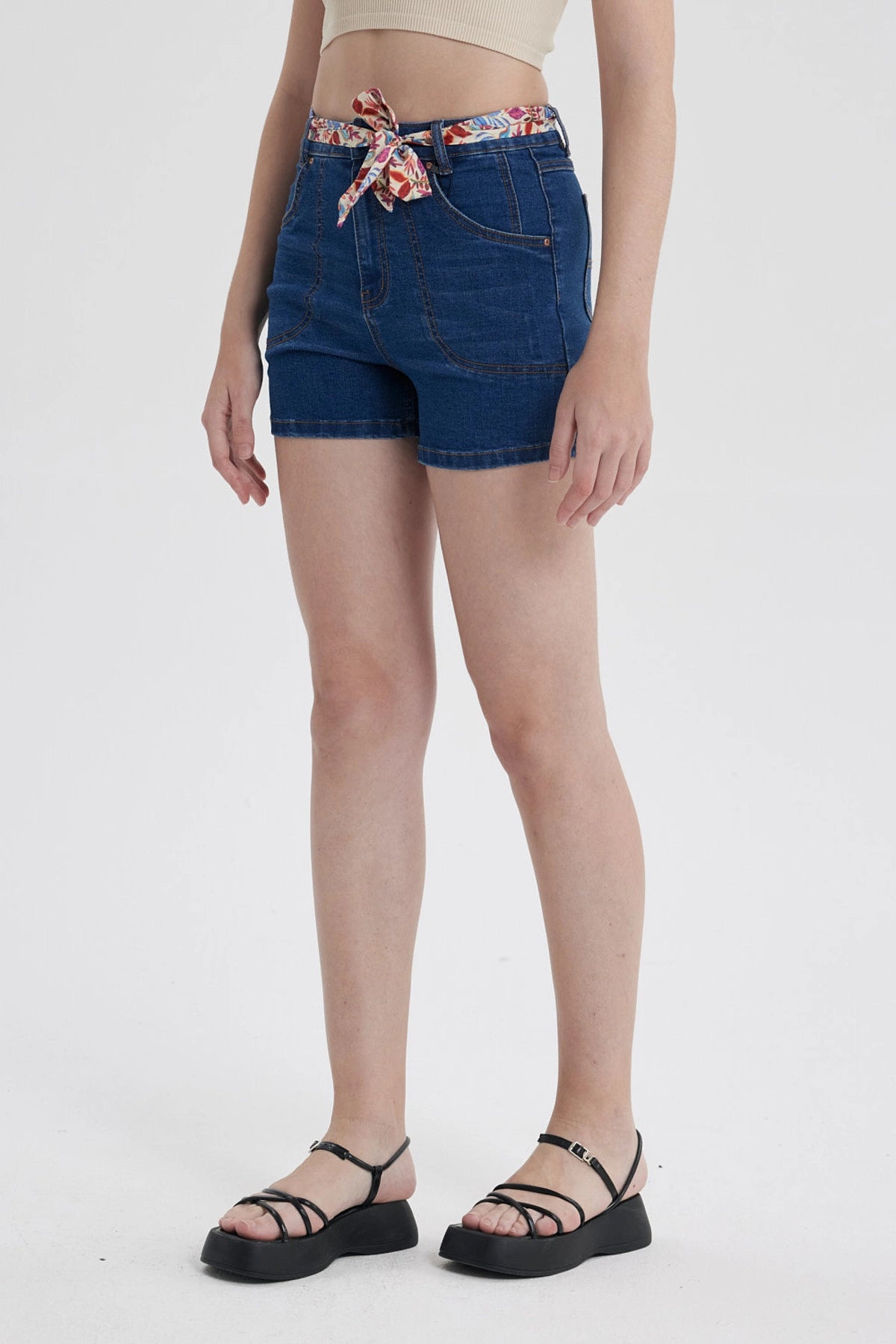 Short Mujer Mom Pañuelo Azul