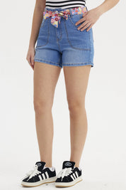 Short Mujer Mom Pañuelo Azul Claro