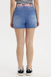 Short Mujer Mom Pañuelo Azul Claro