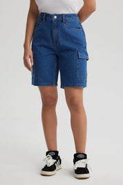 Short Mujer Cargo Azul