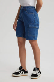 Short Mujer Cargo Azul