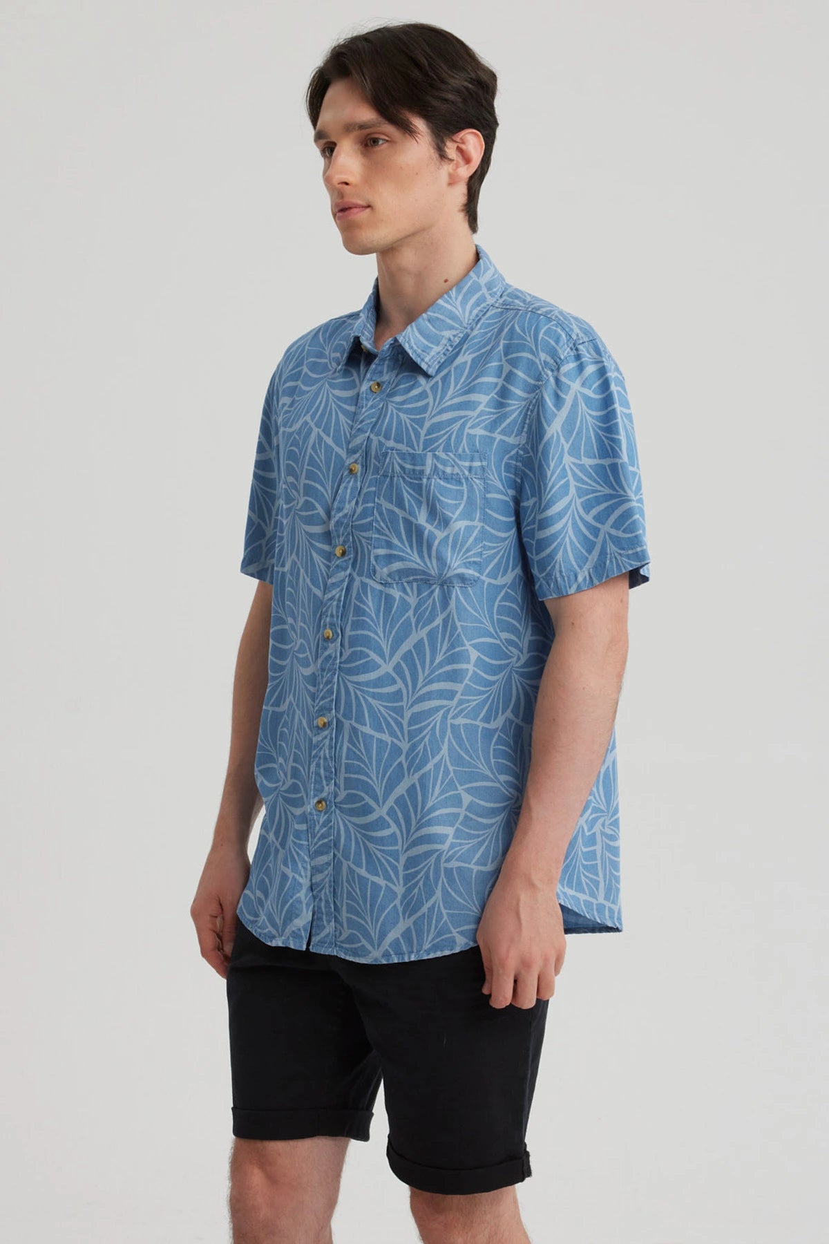 Camisa Hombre Print Azul Claro