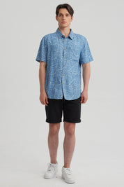 Camisa Hombre Print Azul Claro