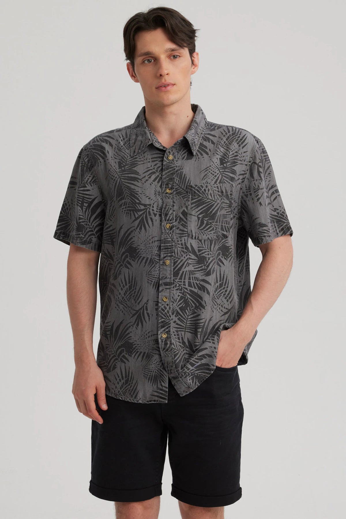 Camisa Hombre Print Gris Claro