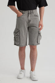 Bermuda Hombre Baggy Gris Claro