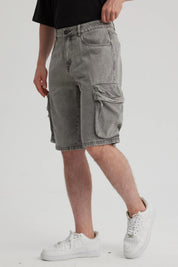 Bermuda Hombre Baggy Gris Claro