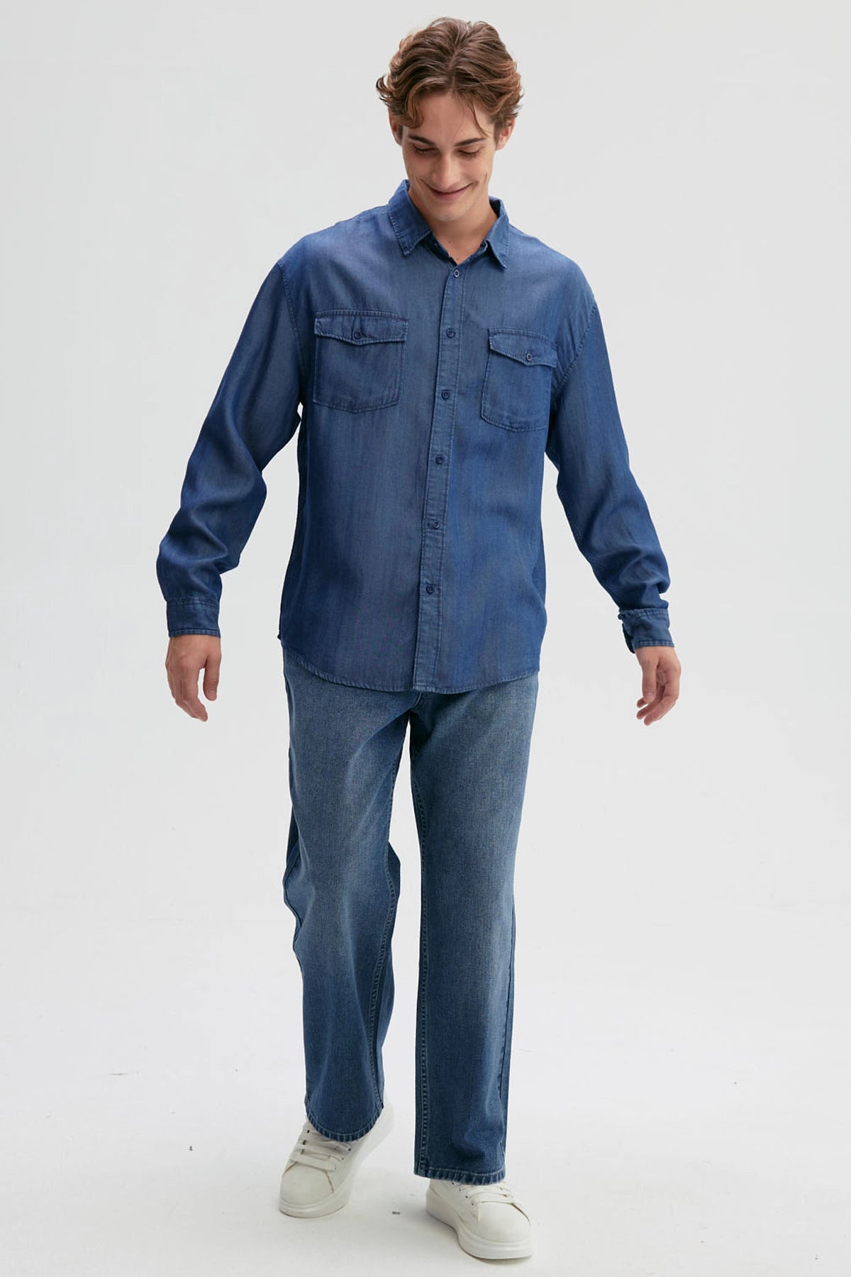 Camisa Hombre Lyocell Azul