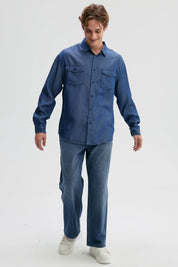 Camisa Hombre Lyocell Azul