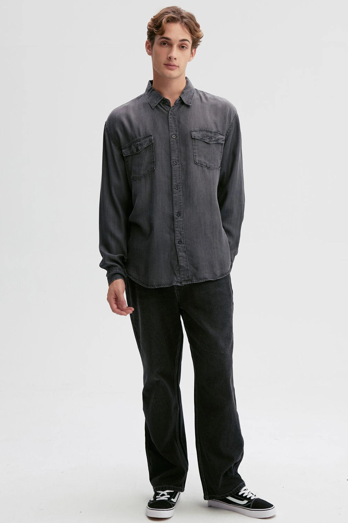 Camisa Hombre Lyocell Gris