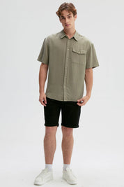 Camisa Hombre Clásica Verde Militar