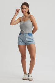 Short Mujer Bicolor Azul Claro