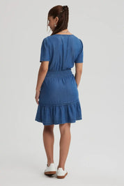 Vestido Mujer Escote En V Azul