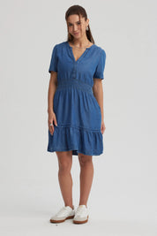 Vestido Mujer Escote En V Azul