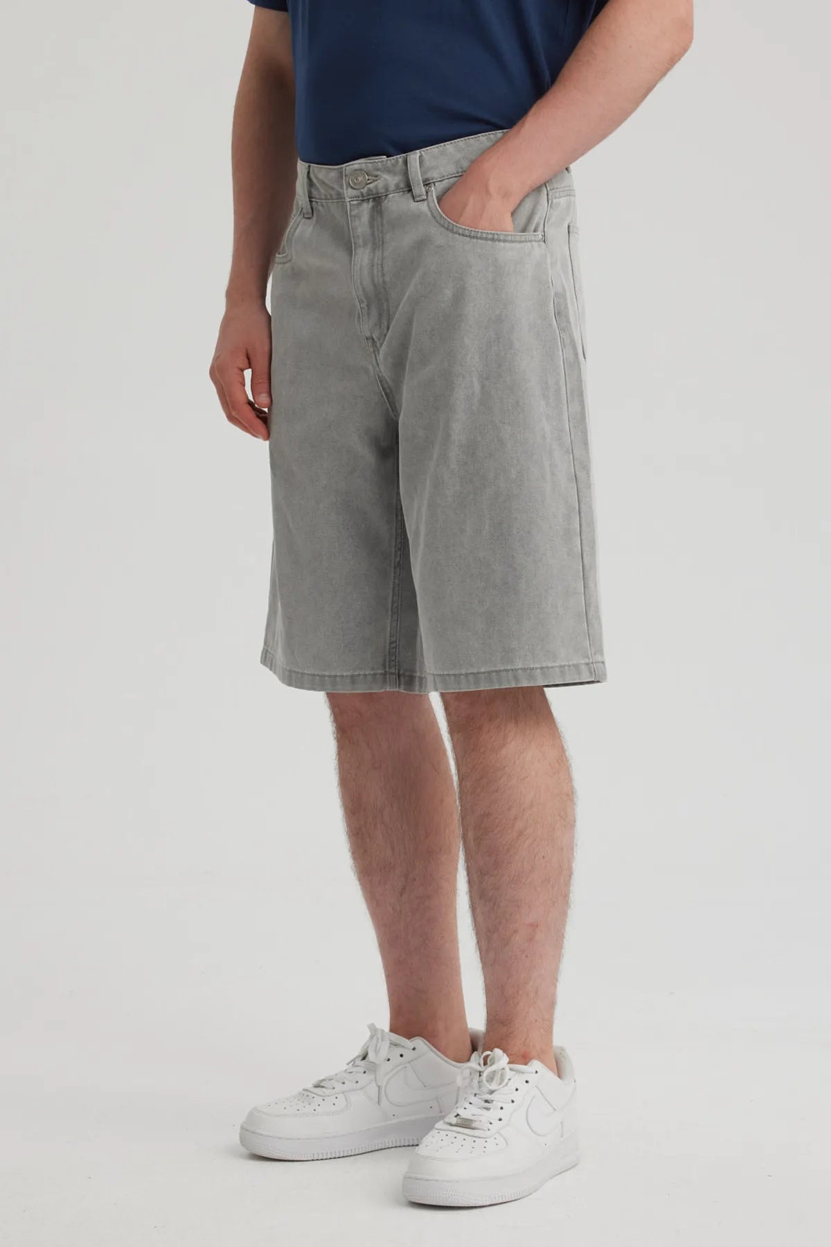 Bermuda Hombre Bolsillo Gris Claro